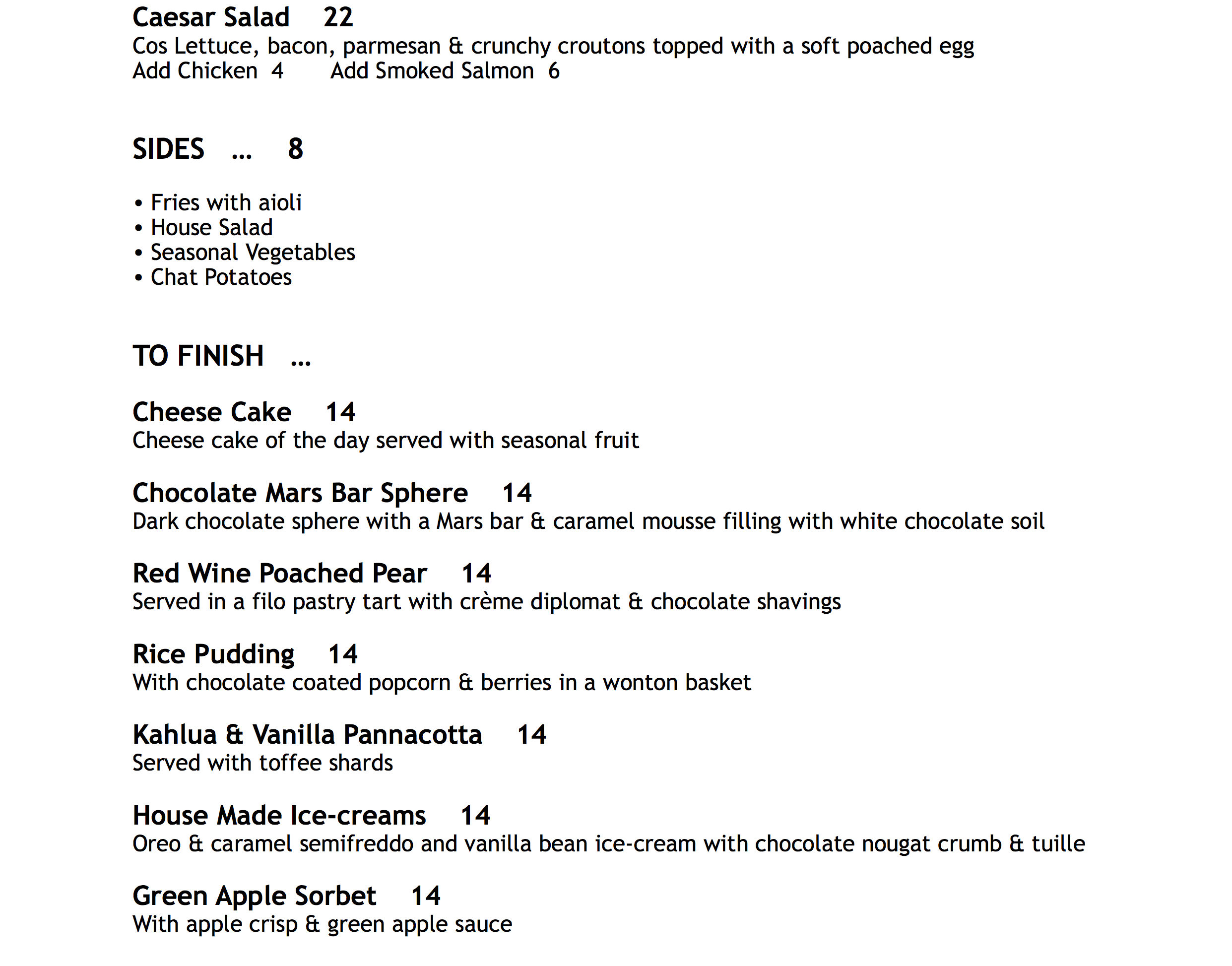 KINGS BRIDGE BAR & RESTAURANT HEADS UP FOOD GUIDE