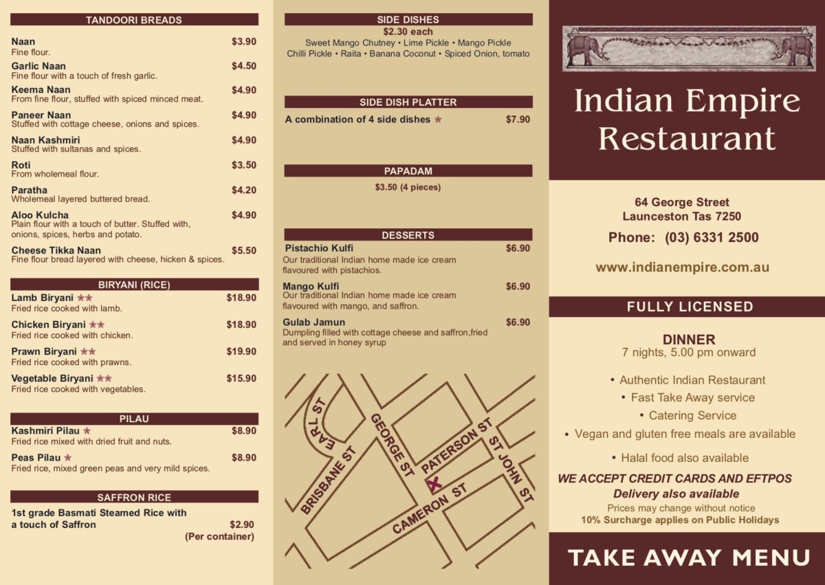 Indian Empire Restaurant - Launceston, Tasmania