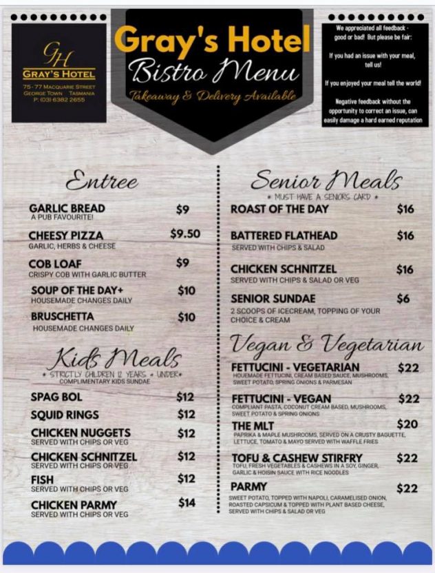 GRAYS HOTEL Heads Up Launceston