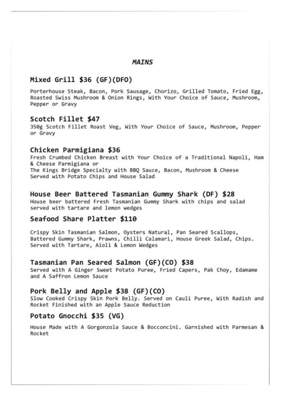 KINGS BRIDGE RESTAURANT » Heads Up Launceston 2023