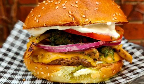 Greek Beef Burger at Burger Junkie Cafe & Restaurant in Launceston
