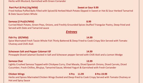 Tasmandu Nepalese Menu