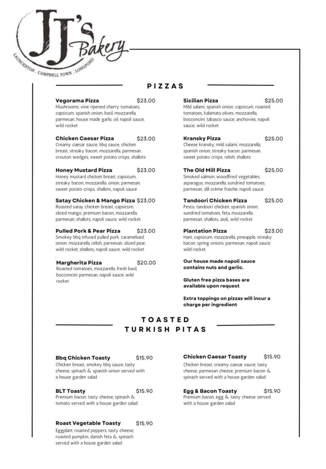 JJ’S BAKERY LONGFORD Heads Up Launceston Food Guide