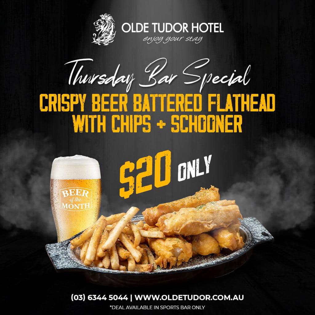Olde Tudor Thursday Night Fish n Chips Special $20