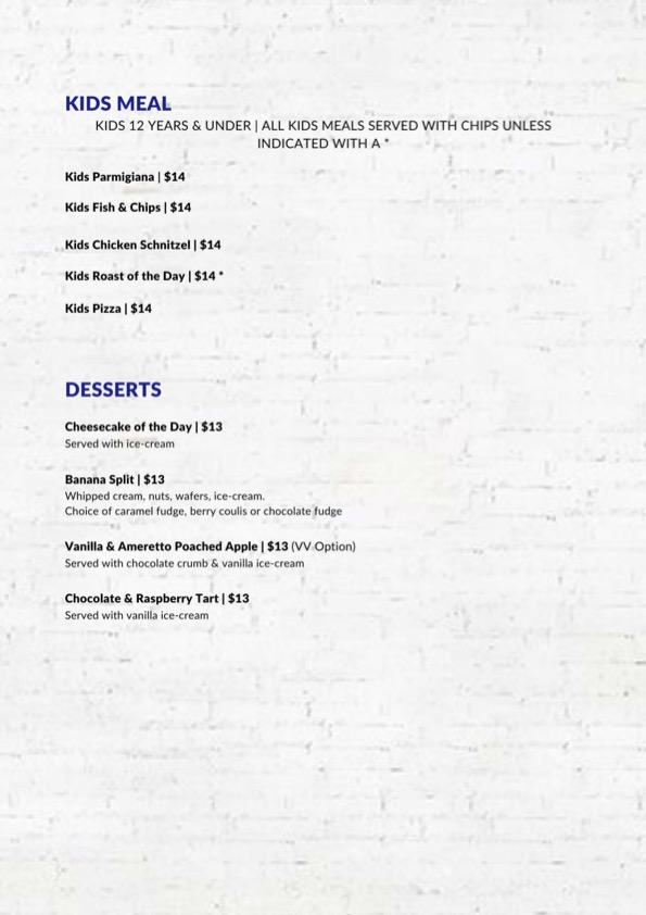 Newstead Hotel Bistro-Menu-Desserts