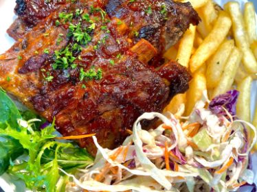 BBQ Glazed Pork Ribs at the Tramms Bistro - Park Hotel, Launceston
